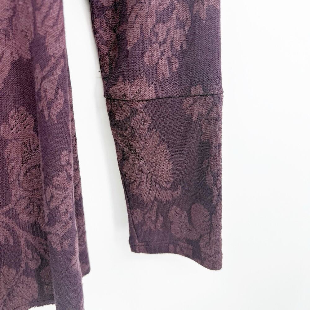 Knox Rose Floral Damask Top S Purple Long Sleeve Boho Lace Up Romantic Feminine - Picture 3 of 7